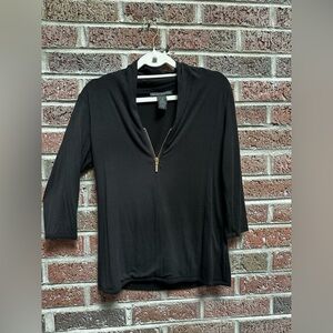 Grace Elements - Black Long-Sleeve Zip-Neck Top. Zips/ funnel neck